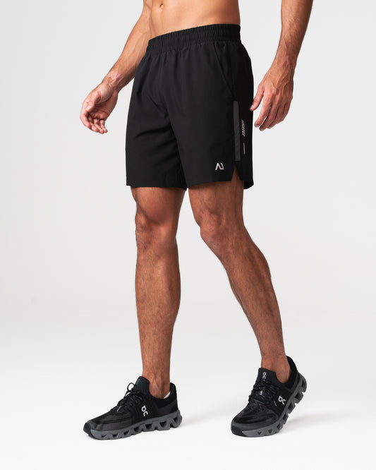 SRG Short in black, front view on model
