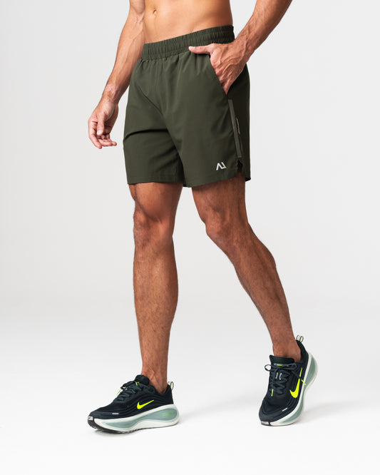 SRG Short in green, front view on model