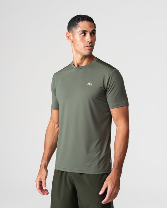 SRG T-Shirt in green, front view on model