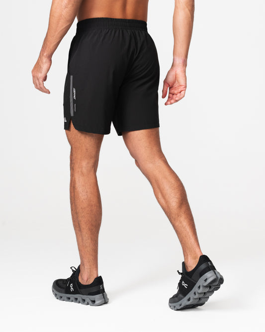 SRG Short in black, back view on model