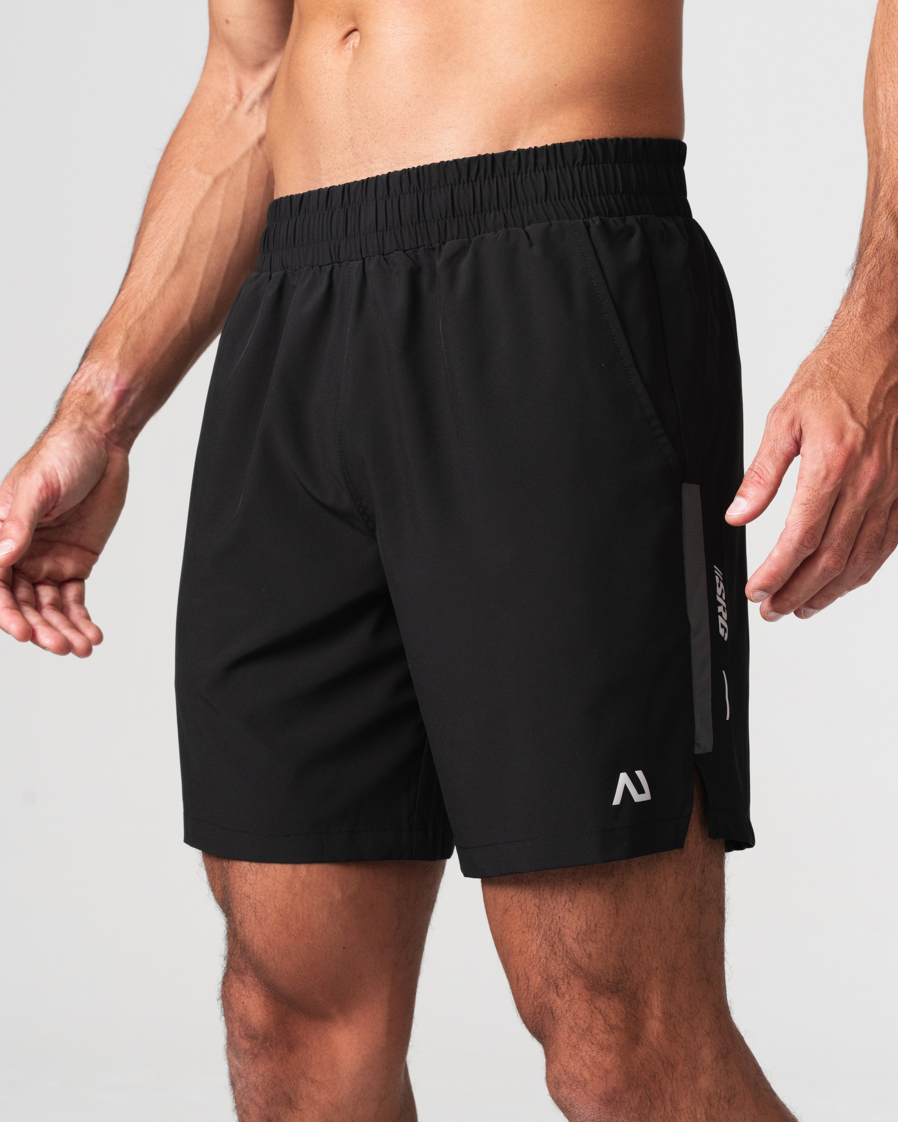 SRG Short in black, side view on model