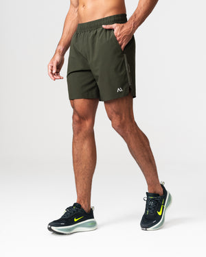 SRG Short in green, front view on model