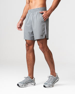 SRG Short in grey, front view on model
