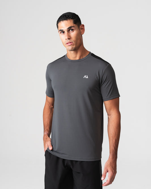 SRG T-Shirt in black, front view on model