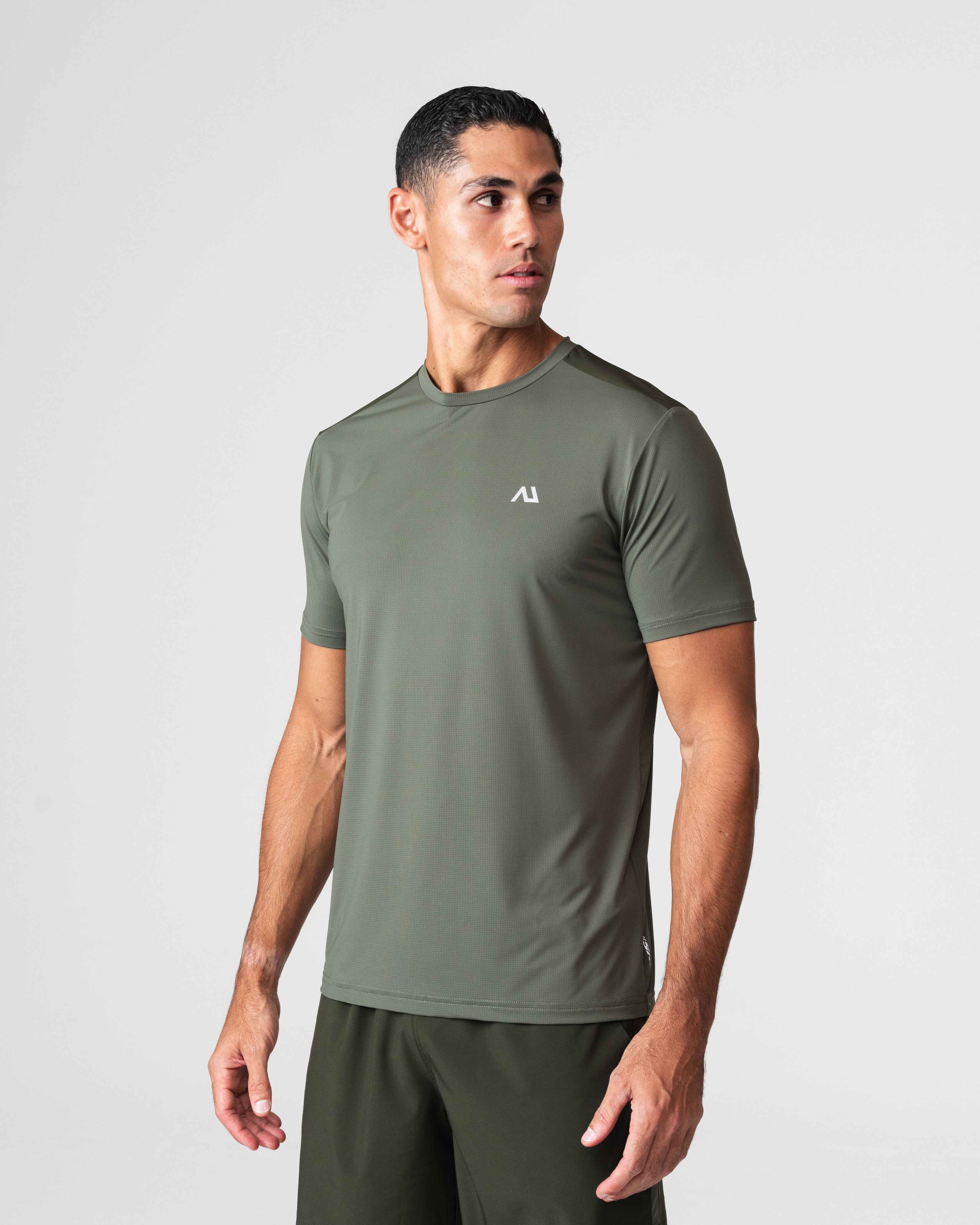 SRG T-Shirt in green, front view on model