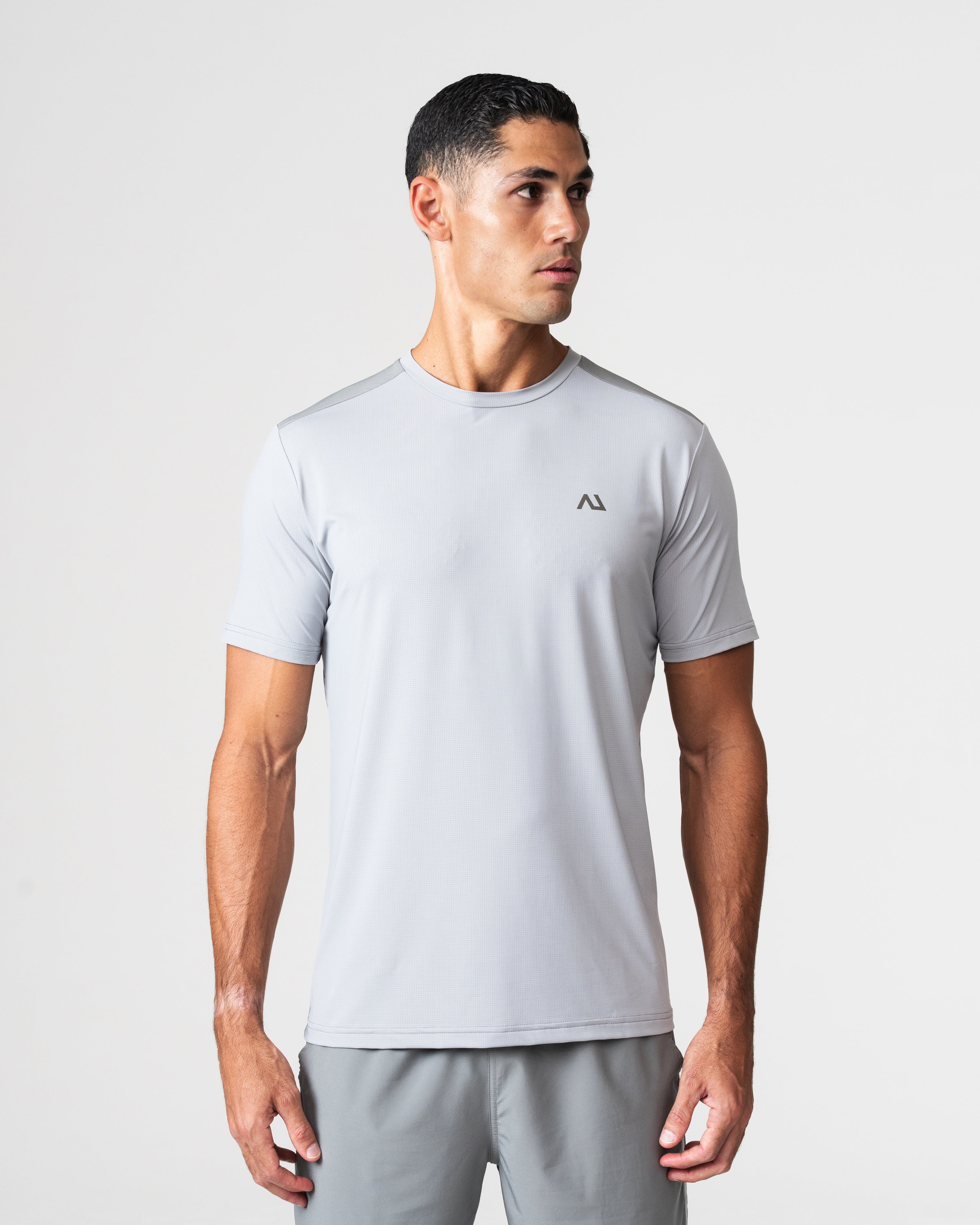 SRG T-Shirt in grey, front view on model